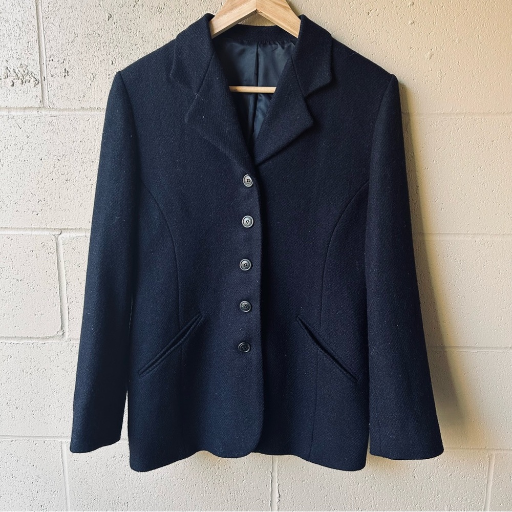 Elegant Navy Scotland Wool Women's Blazer